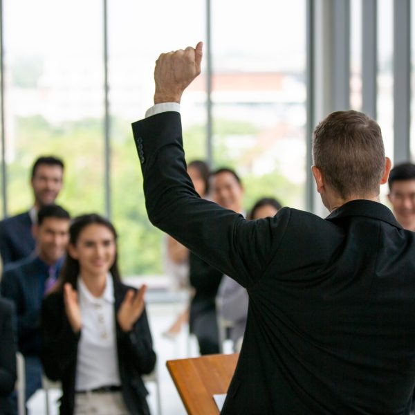 Group of people in Business corporate Event training seminar, the congratulation success of the organization. The conferences event or training education. Business workplace management and development performance.