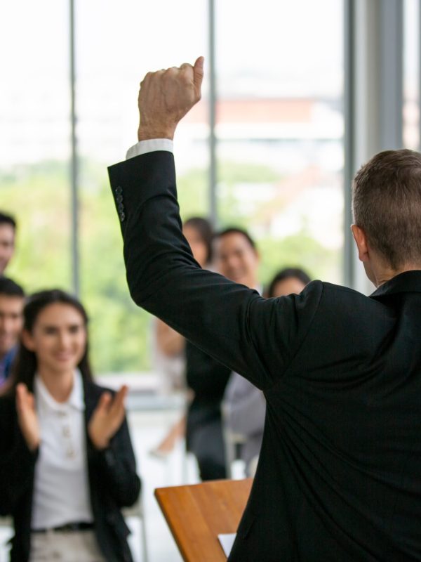 Group of people in Business corporate Event training seminar, the congratulation success of the organization. The conferences event or training education. Business workplace management and development performance.